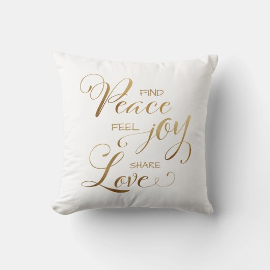 エレガント金ゴールドモダン・クリスマス・ピース・ジョイ・ラブ クッション (正面)