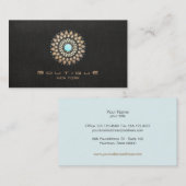 エレガント金ゴールドモチーフフェイクブラックリネンモダン 名刺 (正面/裏面)