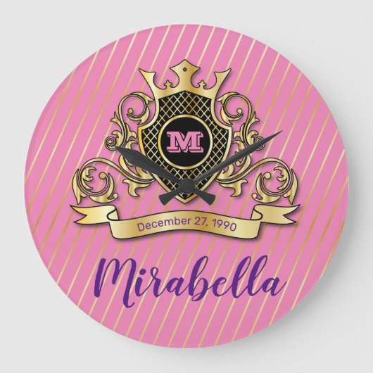 エレガント金ゴールドモナファッションドグラム時計 ラージ壁時計 (正面)