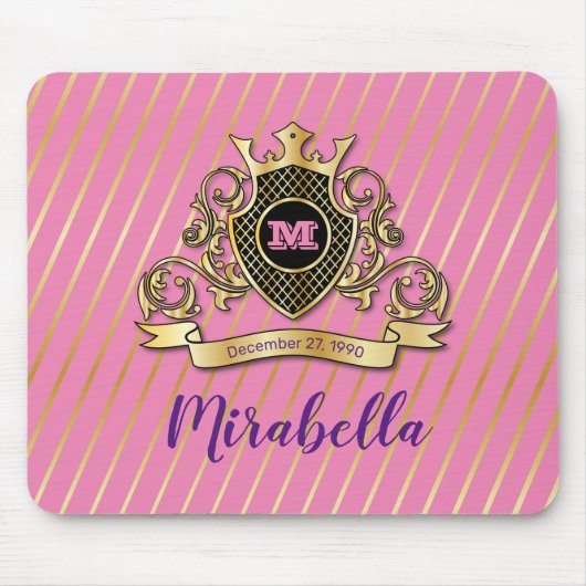 エレガント金ゴールドモナファッションドグラム マウスパッド (正面)