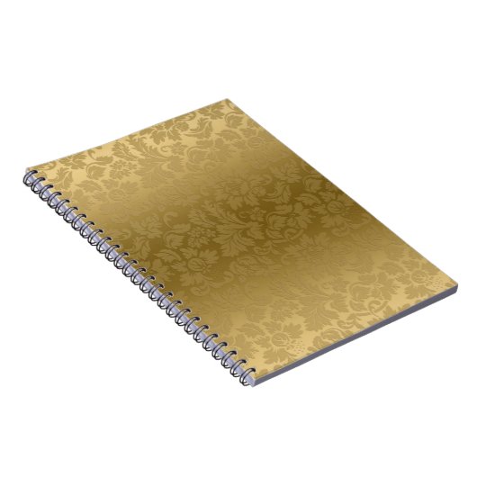 エレガント金ゴールドモノクロフローラダマスパターン ノートブック (右側)