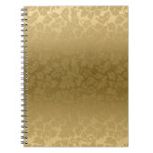 エレガント金ゴールドモノクロフローラダマスパターン ノートブック (正面)