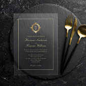 エレガント金ゴールドモノグラスタイリッシュム結婚の透明 アクリル招待状