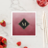 エレガント金ゴールドモノグラムでブラッシンプルシュ赤 スタンダードカクテルナプキン (インサイチュ)