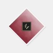 エレガント金ゴールドモノグラムでブラッシンプルシュ赤 スタンダードカクテルナプキン (角)