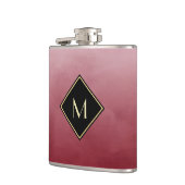 エレガント金ゴールドモノグラムでブラッシンプルシュ赤 フラスク (左)