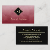 エレガント金ゴールドモノグラムでブラッシンプルシュ赤 名刺 (正面/裏面)