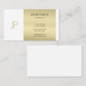 エレガント金ゴールドモノグラムのモダンデザイン 名刺 (正面/裏面)