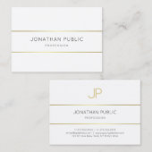 エレガント金ゴールドモノグラムの白テンプレート 名刺 (正面/裏面)