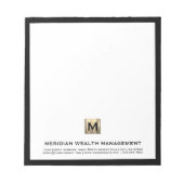 エレガント金ゴールドモノグラムイニシャルメモ帳 ノートパッド (正面)