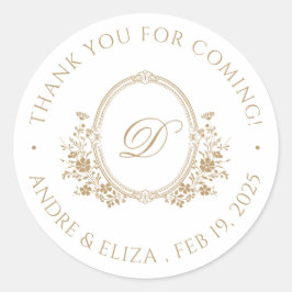 エレガント金ゴールドモノグラムクレストクラシックラウンドステッカー ラウンドシール