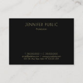 エレガント金ゴールドモノグラムモダンブラックテンプレートトップ 名刺 (裏面)