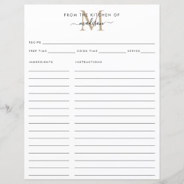 エレガント金ゴールドモノグラムレシピのキッチンから