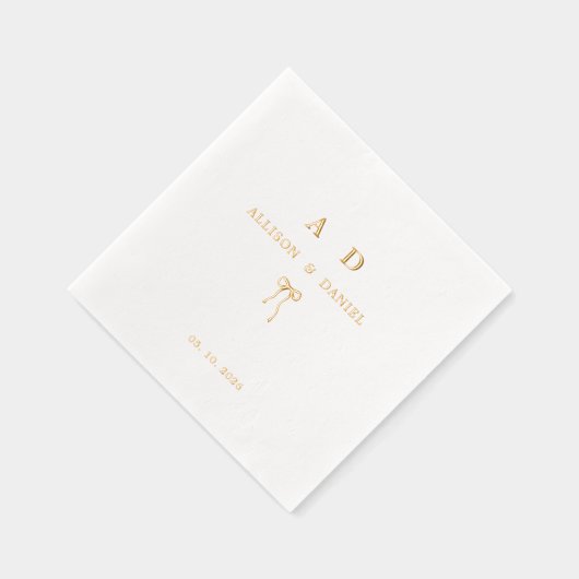 エレガント金ゴールドモノグラム対イニシャル結婚ズ 箔ナプキン (右)