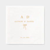 エレガント金ゴールドモノグラム対イニシャル結婚ズ 箔ナプキン (正面)