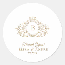 エレガント金ゴールドモノグラム結婚クレストのシール ラウンドシール