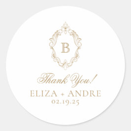 エレガント金ゴールドモノグラム結婚クレスト ラウンドシール