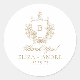 エレガント金ゴールドモノグラム結婚クレスト ラウンドシール