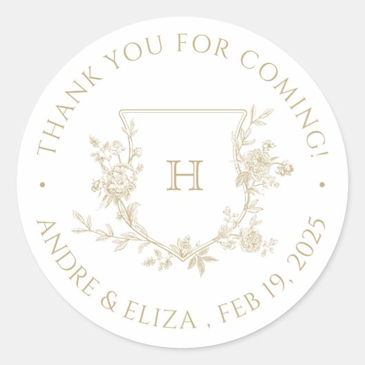 エレガント金ゴールドモノグラム結婚クレスト ラウンドシール