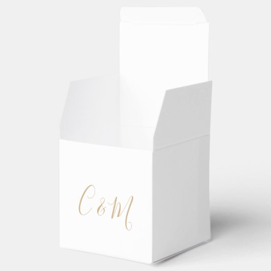 エレガント金ゴールドモノグラム結婚式の引き出物箱 フェイバーボックス (オープン)