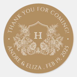 エレガント金ゴールドモノグラ結婚ムのシール ラウンドシール