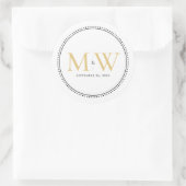 エレガント金ゴールドモノグ結婚ラム ラウンドシール (バッグ)