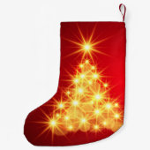 エレガント金ゴールドライトクリスマスツリーホリデイ スモールクリスマスストッキング (裏面)