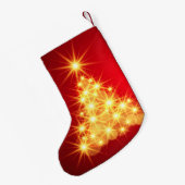 エレガント金ゴールドライトクリスマスツリーホリデイ スモールクリスマスストッキング (裏面 (吊り時))