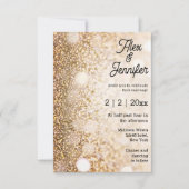 エレガント金ゴールドライトシックな書結婚道 招待状 (正面)