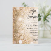 エレガント金ゴールドライトシックな書結婚道 招待状 (スタンド正面)