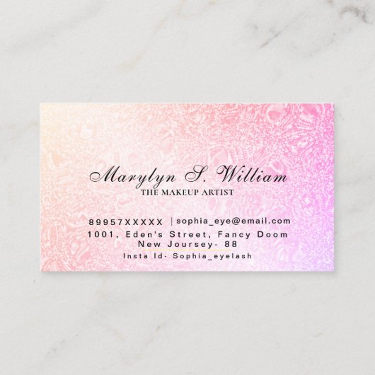 エレガント金ゴールドラインの髪とメイク美しいアーティスト 名刺 (裏面)