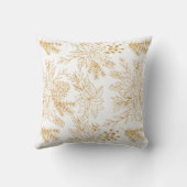 エレガント金ゴールドラインアートクリスマスフローラ クッション (裏面)