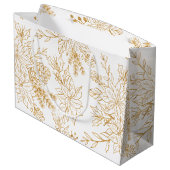エレガント金ゴールドラインアートクリスマスフローラ ラージペーパーバッグ (裏面アングル)