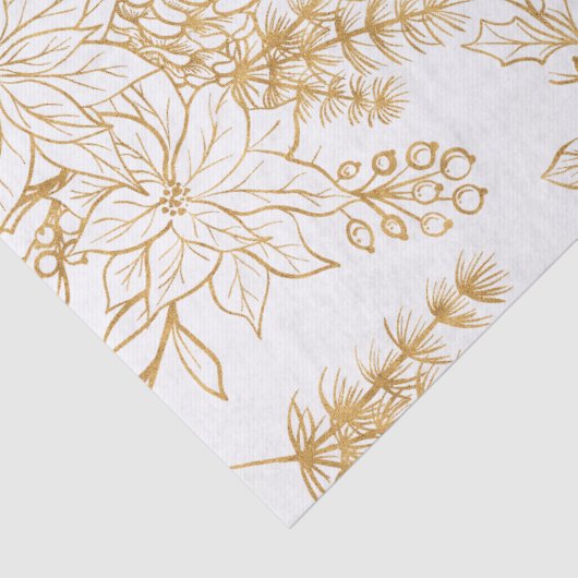 エレガント金ゴールドラインアートクリスマスフローラ 薄葉紙 (詳細)