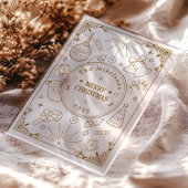 エレガント金ゴールドラインアートクリスマス アクリル招待状