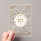 エレガント金ゴールドラインアートクリスマス アクリル招待状 (インサイチュ (ポータブル))