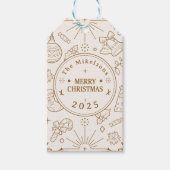 エレガント金ゴールドラインアートクリスマス ギフトタグ (正面)