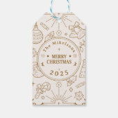 エレガント金ゴールドラインアートクリスマス ギフトタグ (裏面)
