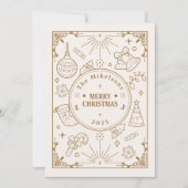 エレガント金ゴールドラインアートクリスマス シーズンカード (正面)