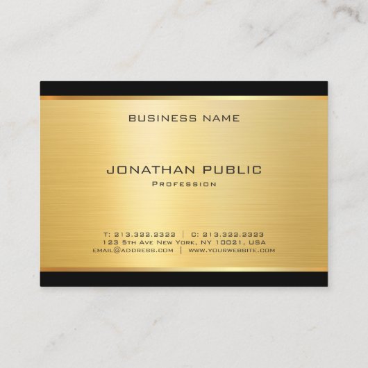 エレガント金ゴールドラグジュアリーモダンルックグラマーテンプレート 名刺 (裏面)