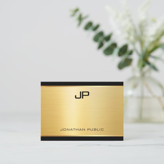エレガント金ゴールドラグジュアリーモダンルックグラマーテンプレート 名刺 (スタンド正面)