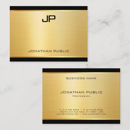エレガント金ゴールドラグジュアリーモダンルックグラマーテンプレート 名刺 (正面/裏面)