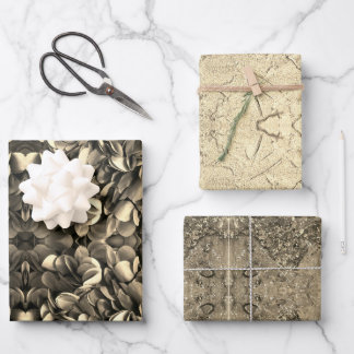 エレガント金ゴールドラッピング紙フラットシートセット3 ラッピングペーパーシート