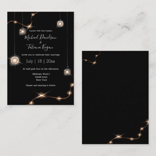 エレガント金ゴールドラモダンイシ結婚式招待状 ノートカード (正面/裏面)