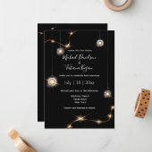 エレガント金ゴールドラモダンイシ結婚式招待状 ノートカード (正面/裏面インサイチュ)