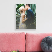 エレガント金ゴールドラヴ結婚スクリプト キャンバスプリント (インサイチュ (リビング))