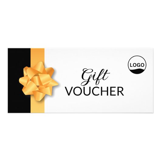 エレガント金ゴールドリボン商品券(ロゴ付き) ラックカード (正面)