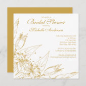 エレガント金ゴールドリリーフラワーブライダルシャワー招待状 招待状 (正面/裏面)