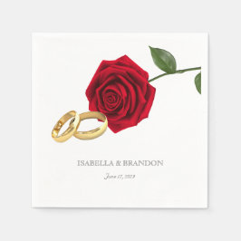 エレガント金ゴールドリングや輪とレッドロ結婚ース スタンダードカクテルナプキン