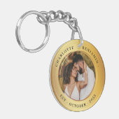 エレガント金ゴールドリングや輪カップル結婚写真の形見 キーホルダー (正面左)